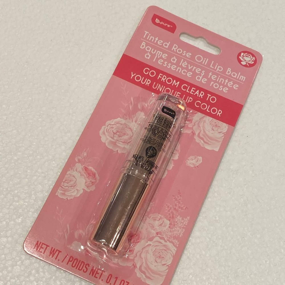 b pure tinted rose oil lip balm